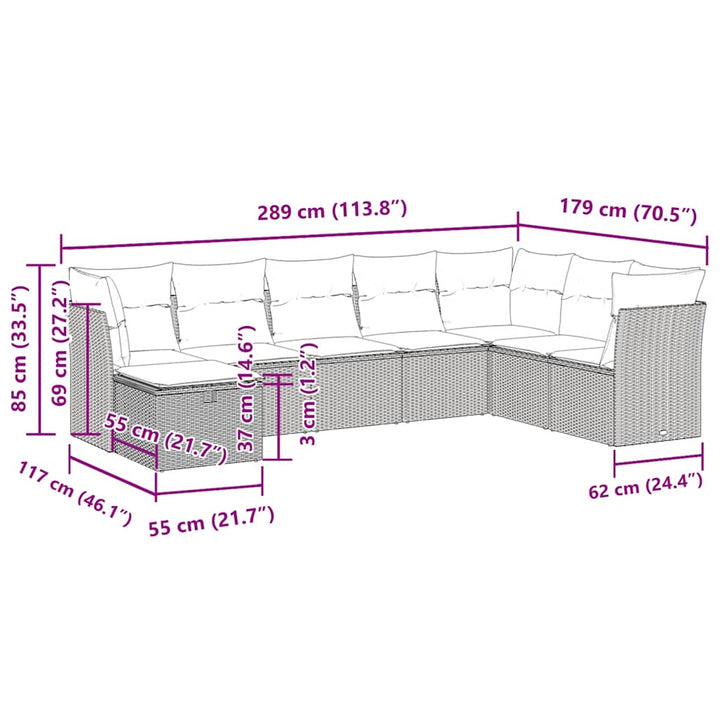 sofasæt til haven 8 dele med hynder polyrattan sort