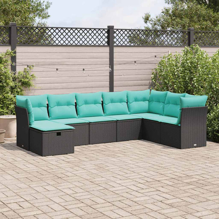 sofasæt til haven 8 dele med hynder polyrattan sort