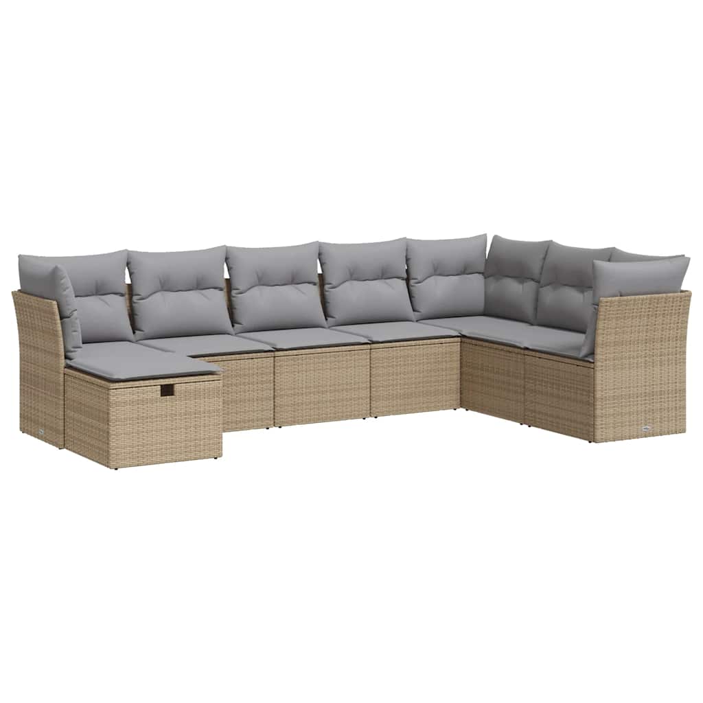 sofasæt til haven 8 dele med hynder polyrattan beige