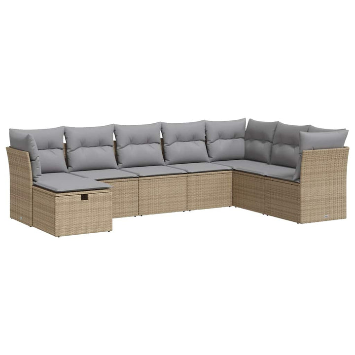sofasæt til haven 8 dele med hynder polyrattan beige
