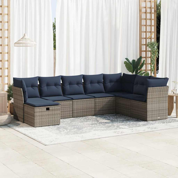 sofasæt til haven 8 dele med hynder polyrattan grå