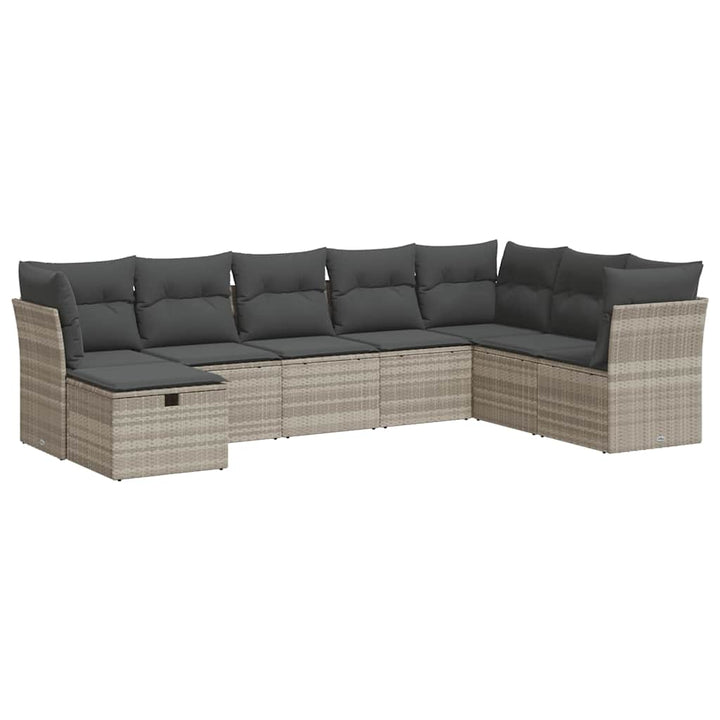 sofasæt til haven 8 dele med hynder polyrattan lysegrå
