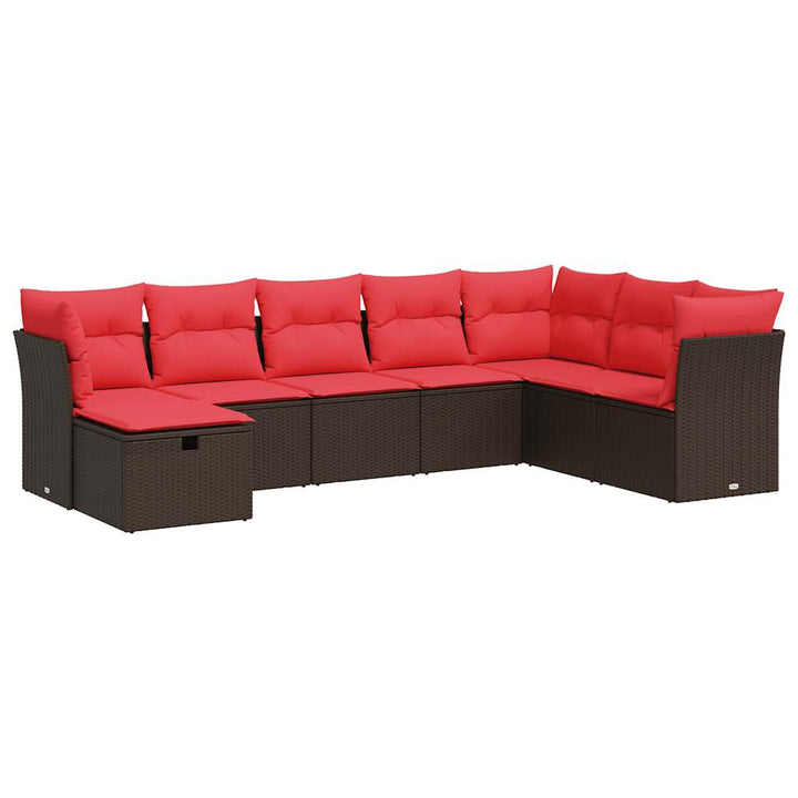 sofasæt til haven 8 dele med hynder polyrattan brun
