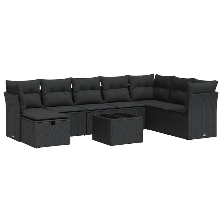 sofasæt til haven 9 dele med hynder polyrattan sort