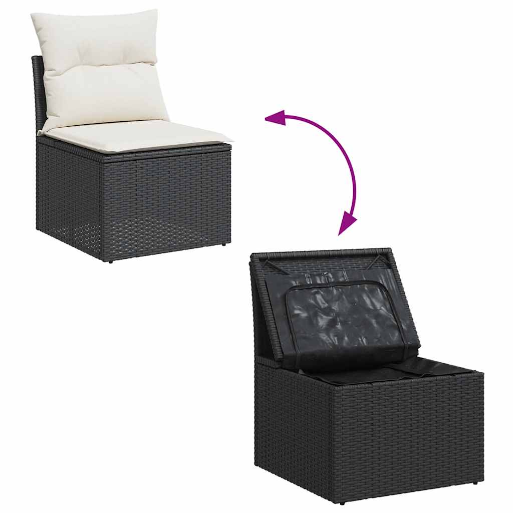 sofasæt til haven 9 dele med hynder polyrattan sort