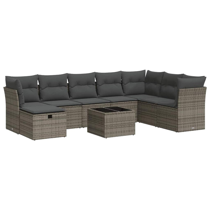 sofasæt til haven 9 dele med hynder polyrattan grå