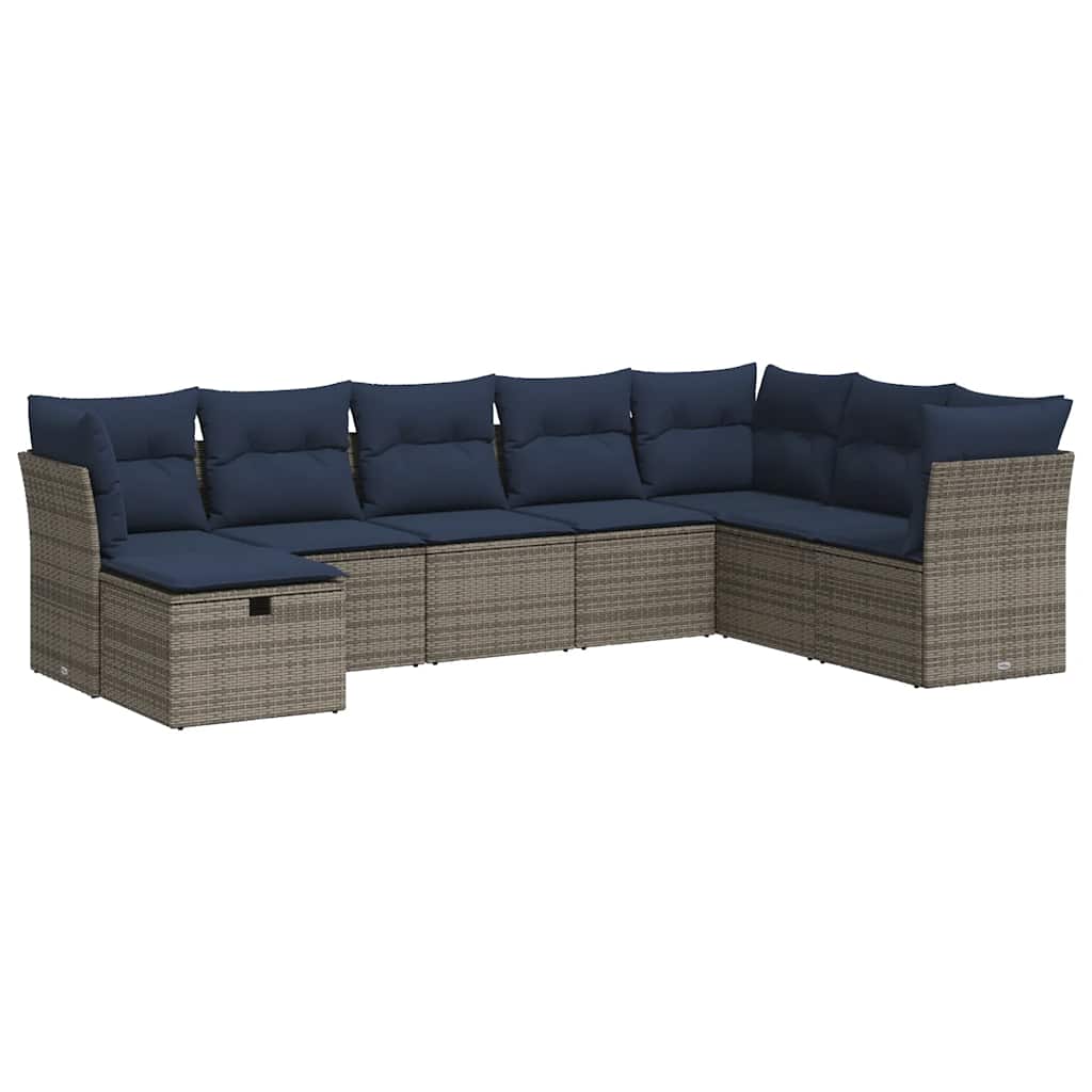 sofasæt til haven 9 dele med hynder polyrattan grå