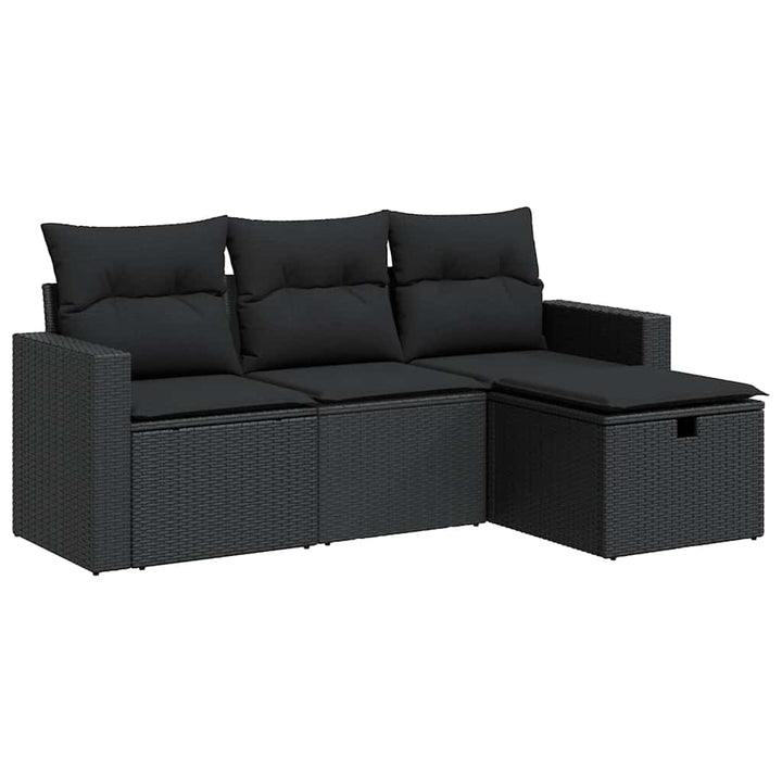 sofasæt til haven 4 dele med hynder polyrattan sort