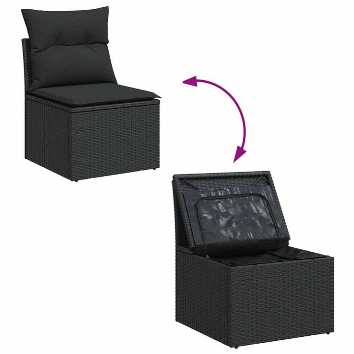 sofasæt til haven 4 dele med hynder polyrattan sort