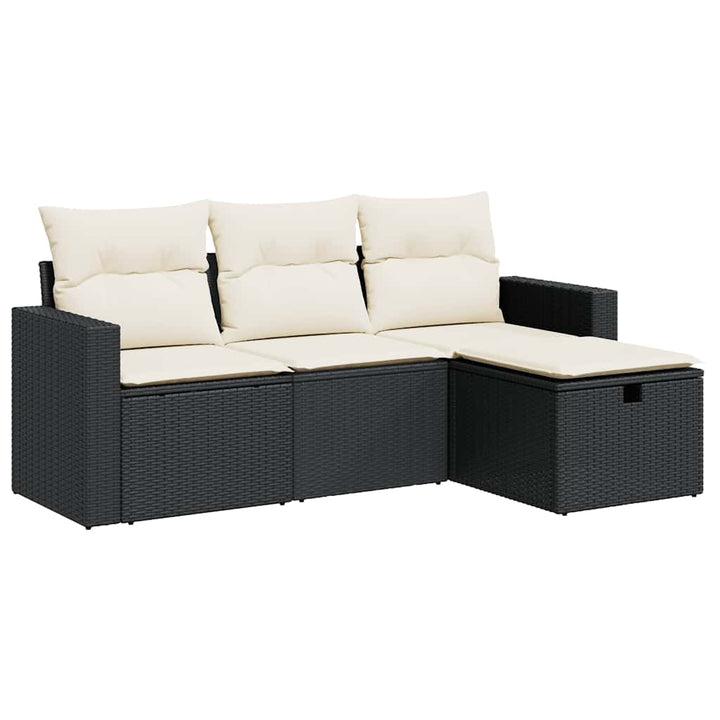 sofasæt til haven 4 dele med hynder polyrattan sort