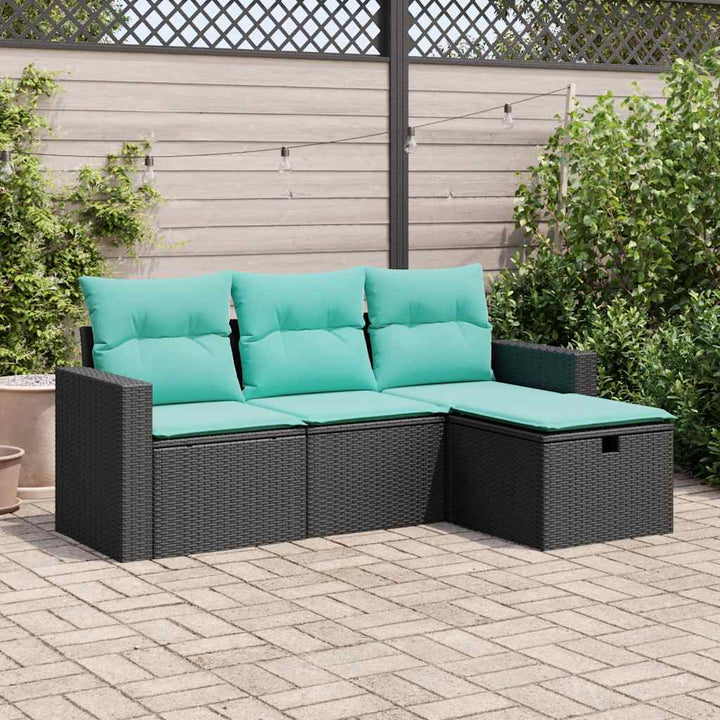 sofasæt til haven 4 dele med hynder polyrattan sort