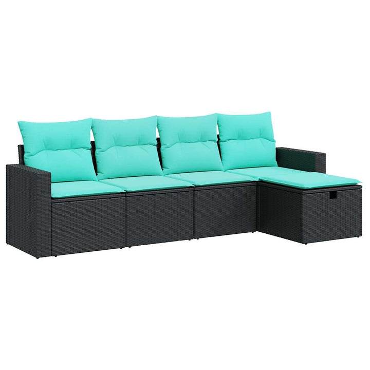 sofasæt til haven 5 dele med hynder polyrattan sort