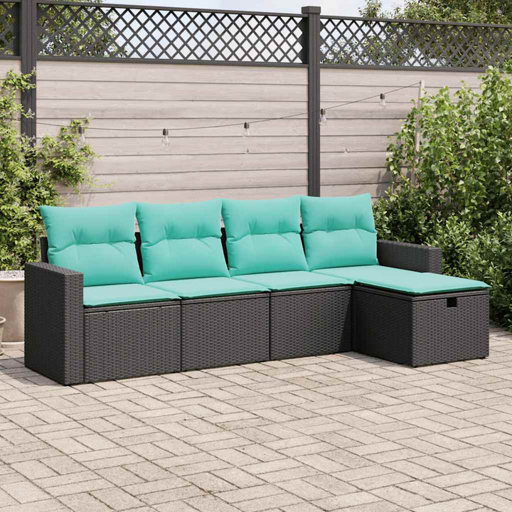 sofasæt til haven 5 dele med hynder polyrattan sort