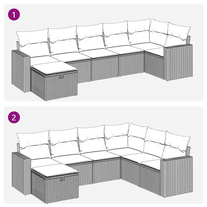 sofasæt til haven 7 dele med hynder polyrattan sort
