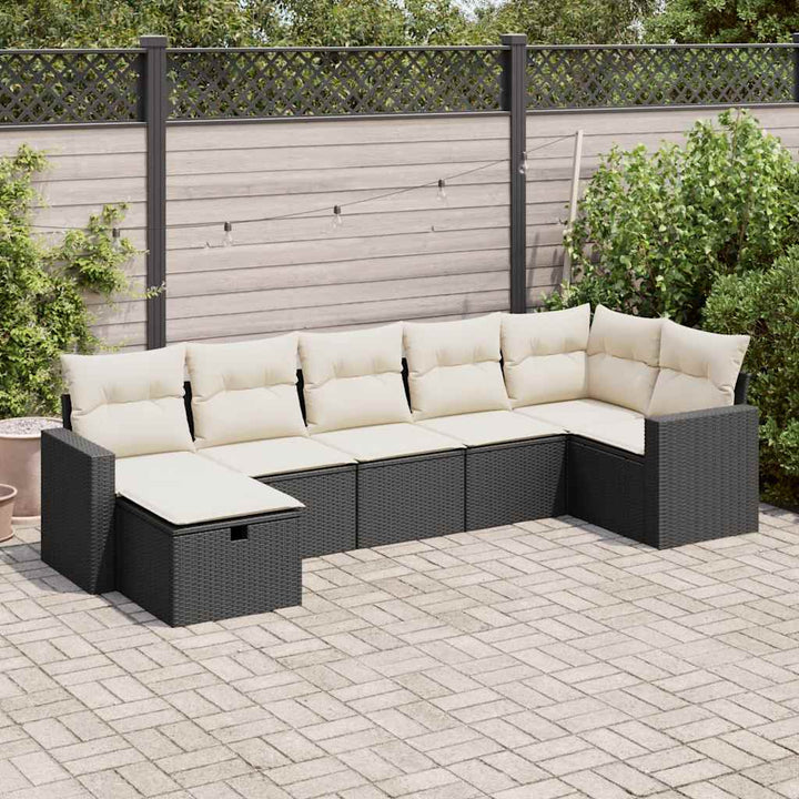 sofasæt til haven 7 dele med hynder polyrattan sort