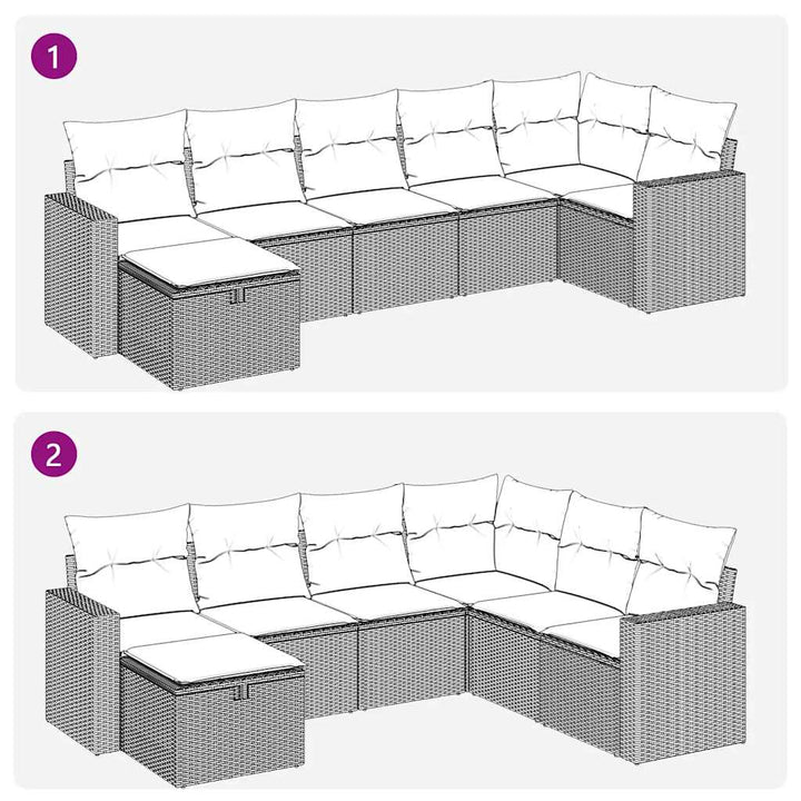 sofasæt til haven 7 dele med hynder polyrattan sort