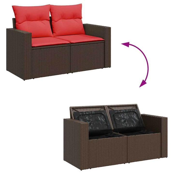 sofasæt til haven 7 dele med hynder polyrattan brun