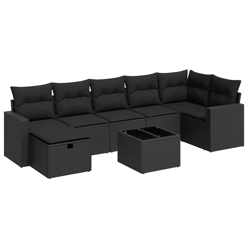 sofasæt til haven 8 dele med hynder polyrattan sort
