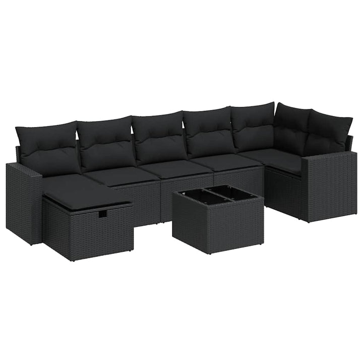 sofasæt til haven 8 dele med hynder polyrattan sort