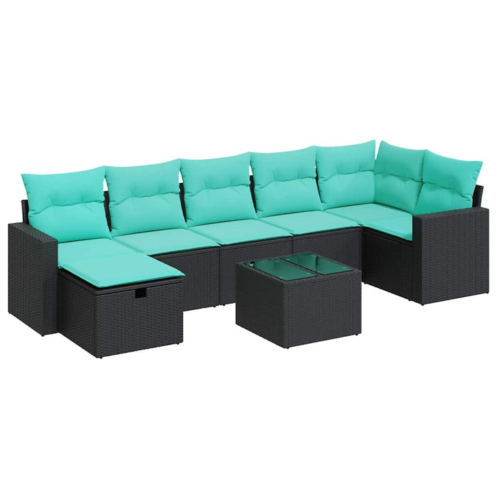 sofasæt til haven 8 dele med hynder polyrattan sort