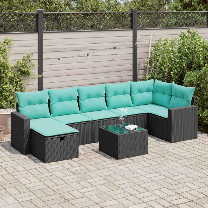 sofasæt til haven 8 dele med hynder polyrattan sort