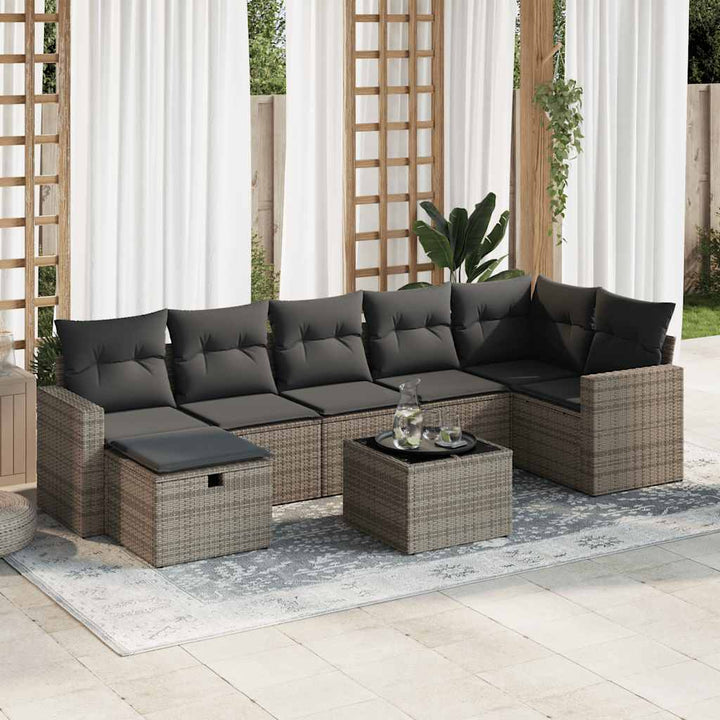sofasæt til haven 8 dele med hynder polyrattan grå