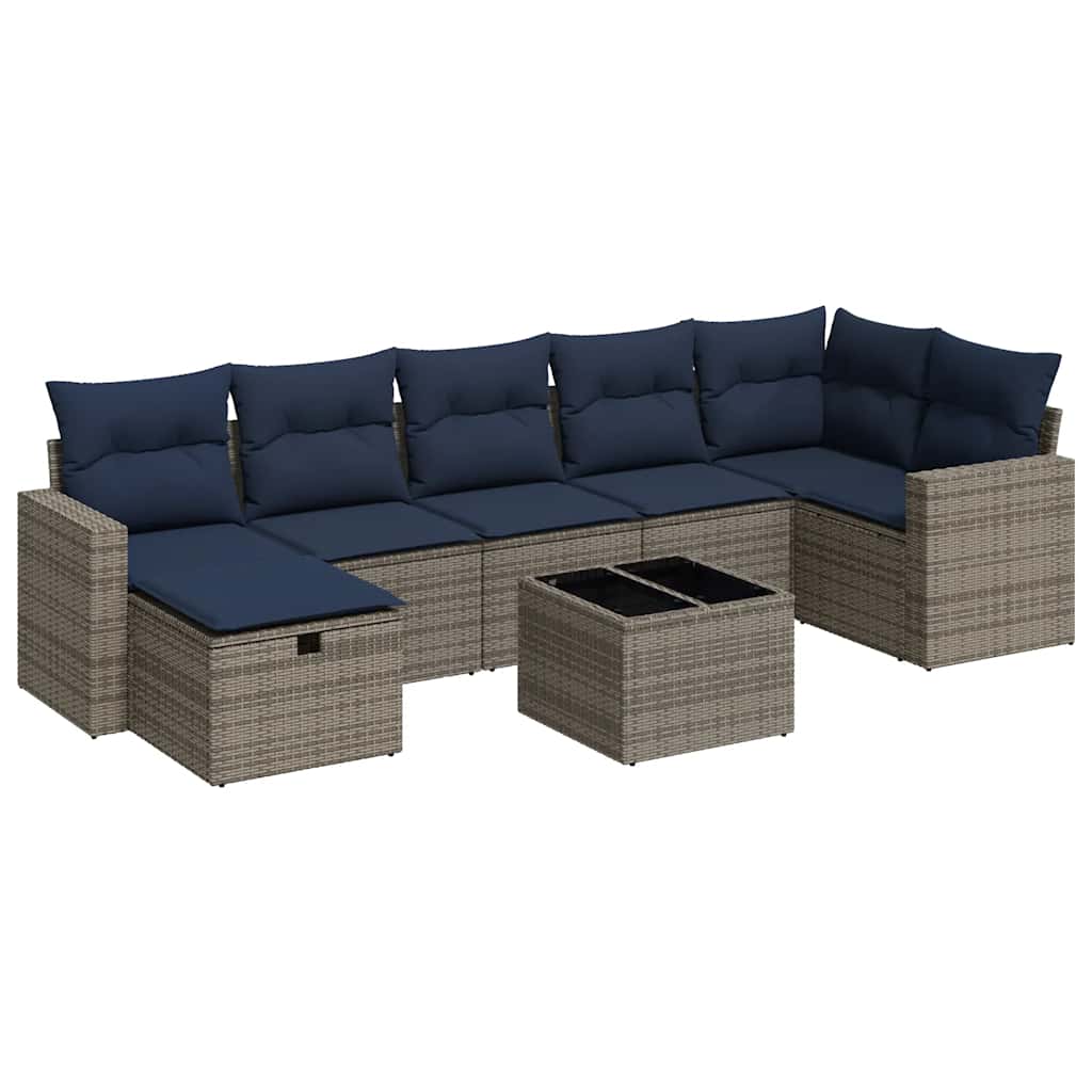 sofasæt til haven 8 dele med hynder polyrattan grå