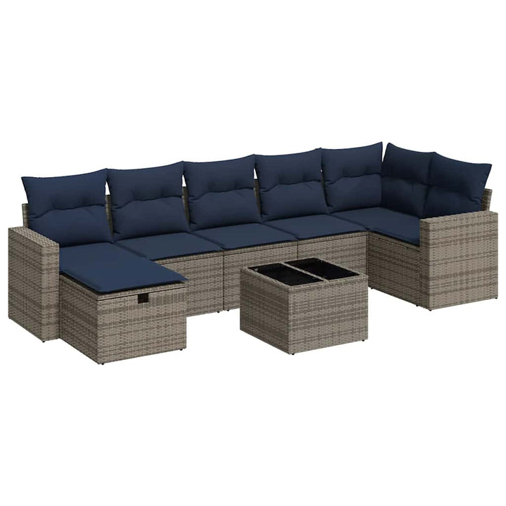 sofasæt til haven 8 dele med hynder polyrattan grå
