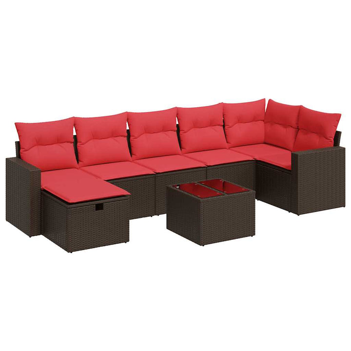 sofasæt til haven 8 dele med hynder polyrattan brun