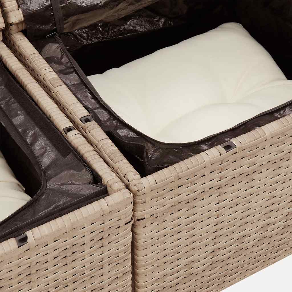 sofasæt til haven 6 dele med hynder polyrattan beige