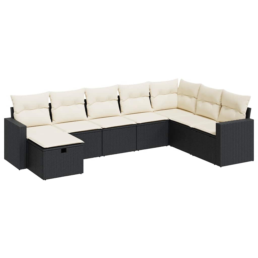 sofasæt til haven 8 dele med hynder polyrattan sort