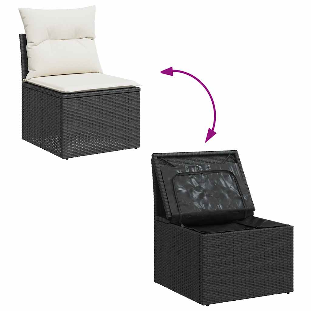 sofasæt til haven 8 dele med hynder polyrattan sort
