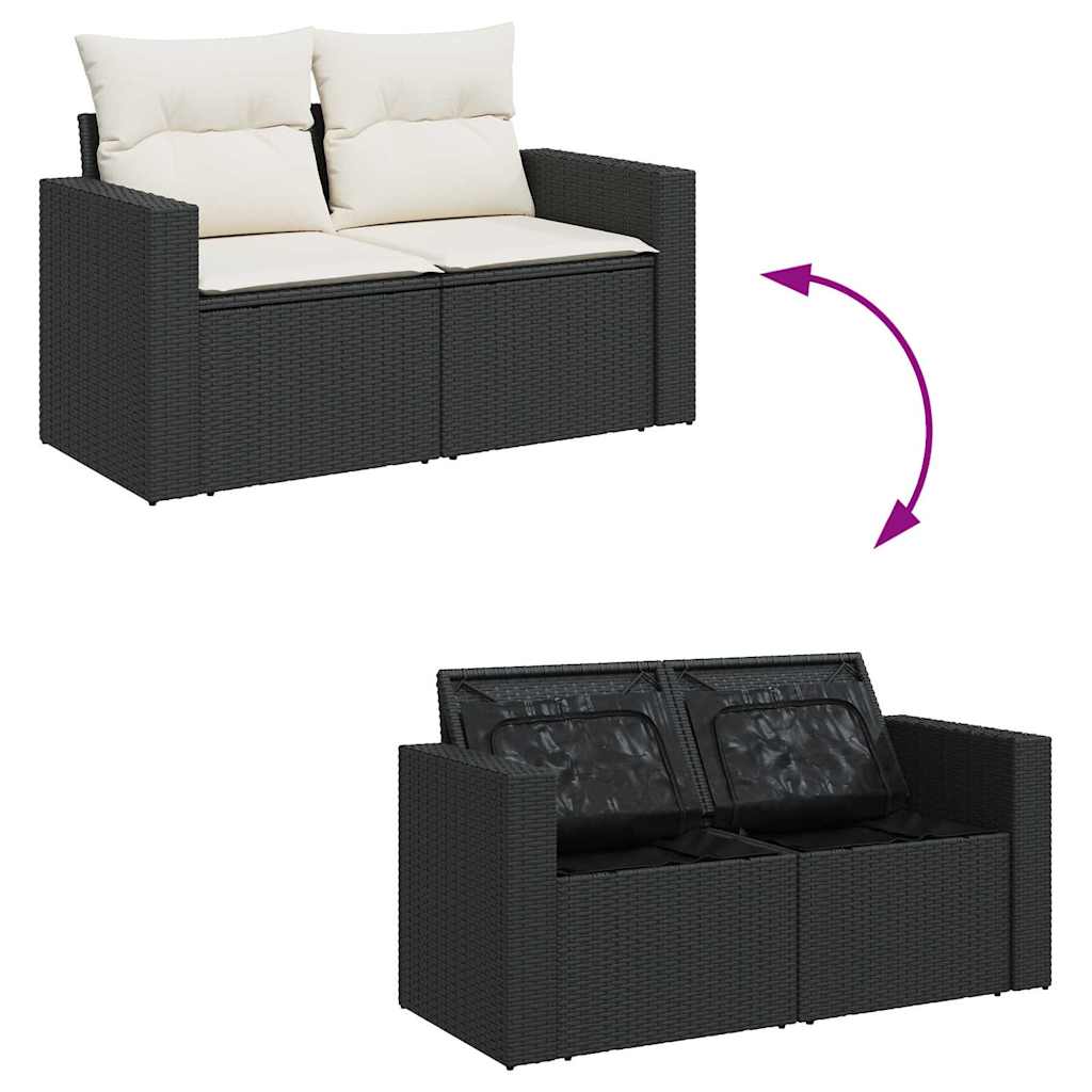 sofasæt til haven 8 dele med hynder polyrattan sort
