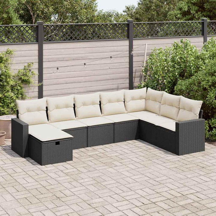 sofasæt til haven 8 dele med hynder polyrattan sort