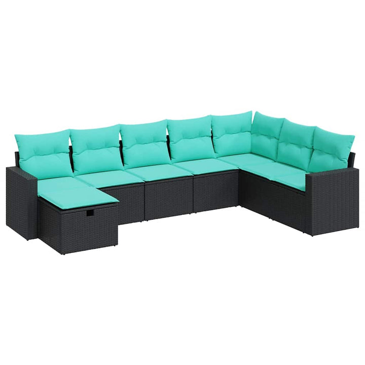 sofasæt til haven 8 dele med hynder polyrattan sort