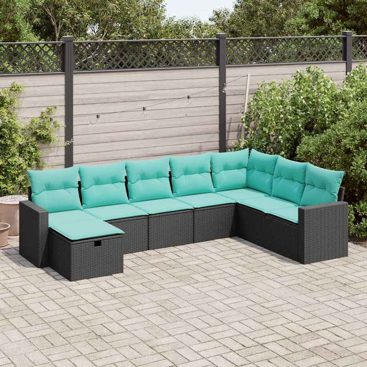 sofasæt til haven 8 dele med hynder polyrattan sort