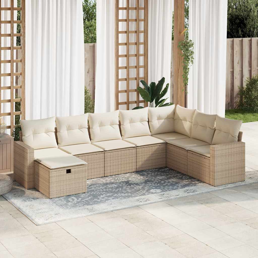 sofasæt til haven 8 dele med hynder polyrattan beige