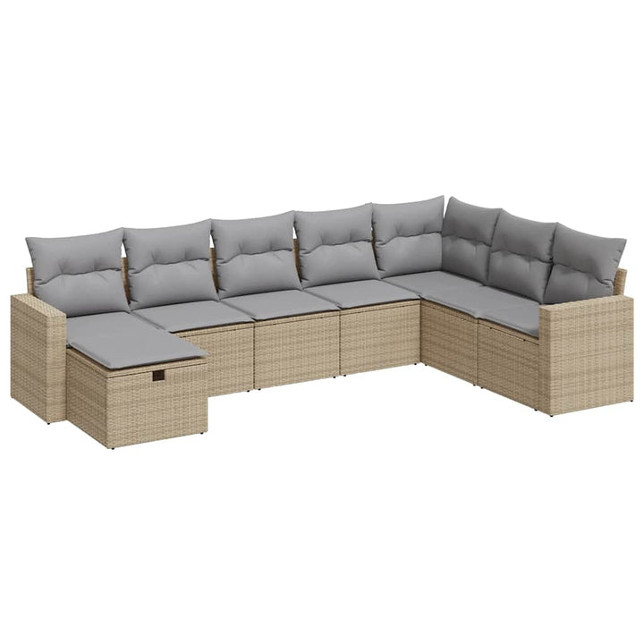 sofasæt til haven 8 dele med hynder polyrattan beige