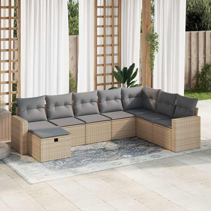 sofasæt til haven 8 dele med hynder polyrattan beige