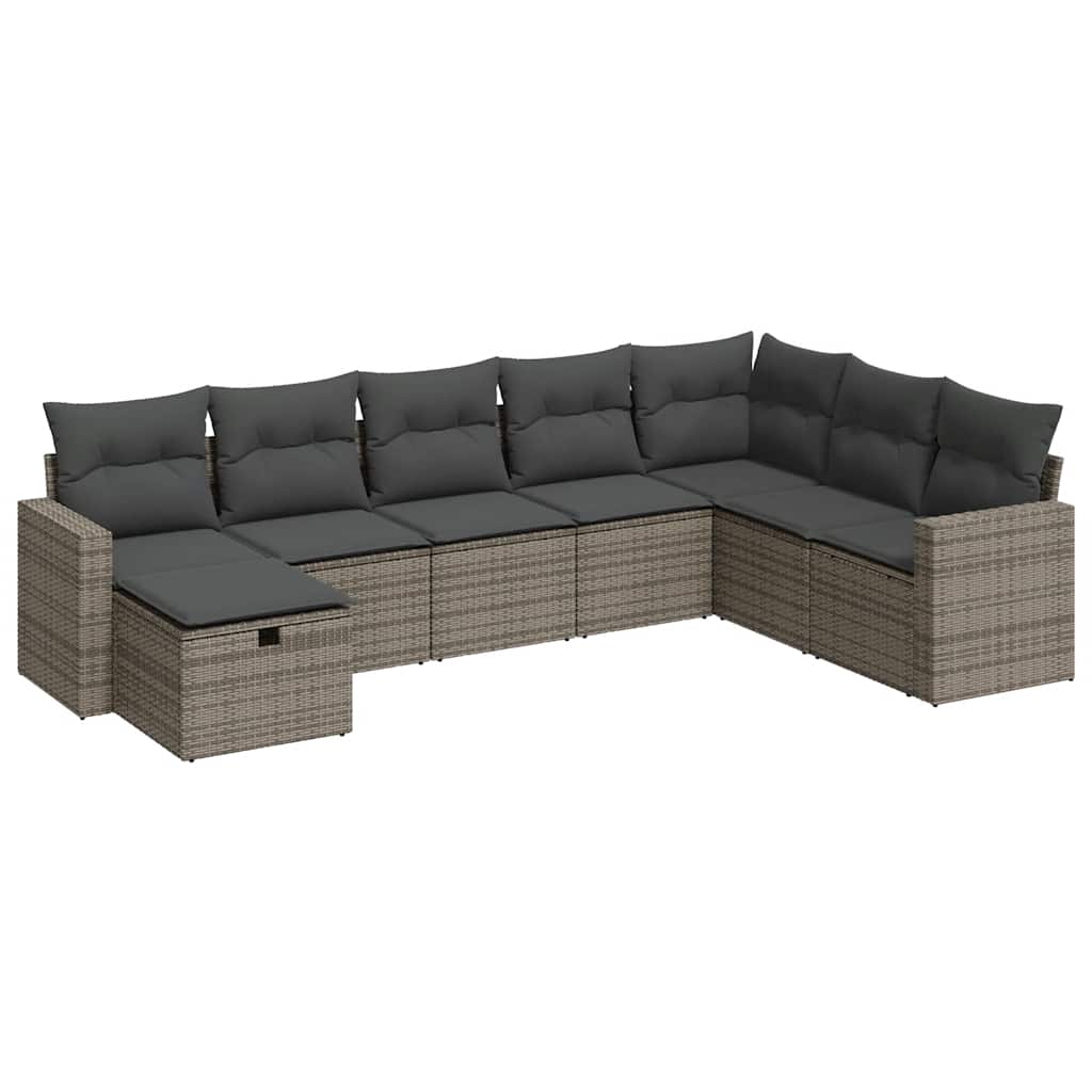 sofasæt til haven 8 dele med hynder polyrattan grå