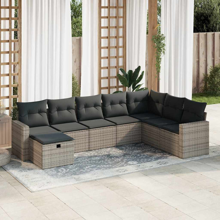 sofasæt til haven 8 dele med hynder polyrattan grå