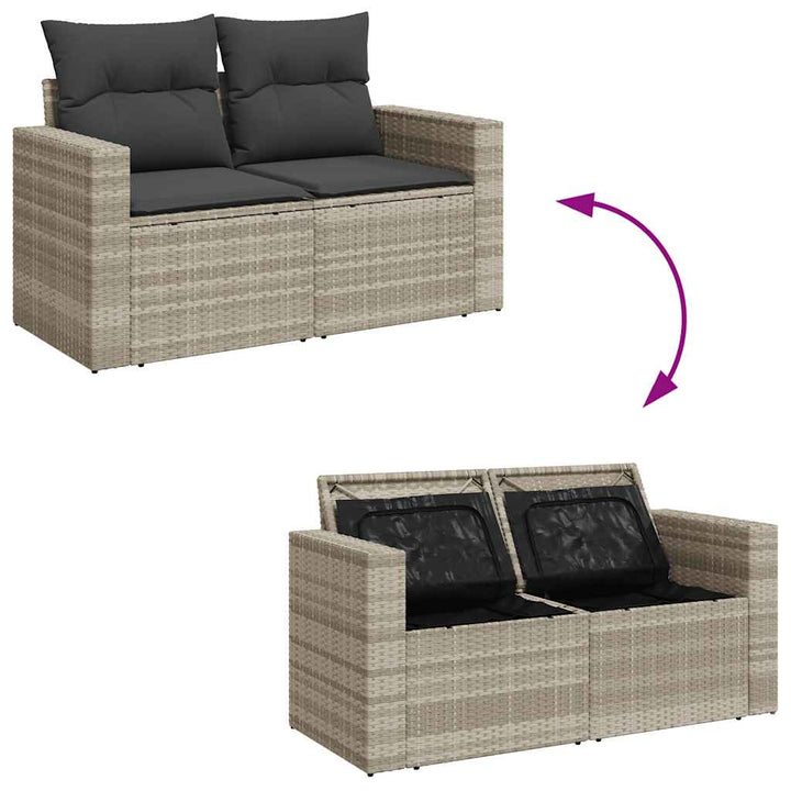 sofasæt til haven 8 dele med hynder polyrattan lysegrå