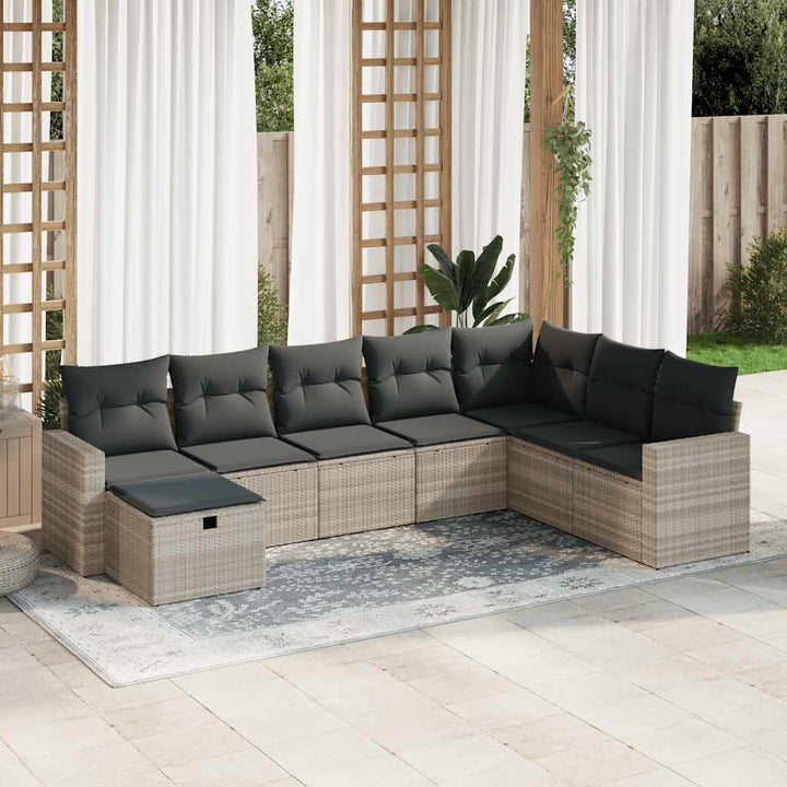 sofasæt til haven 8 dele med hynder polyrattan lysegrå