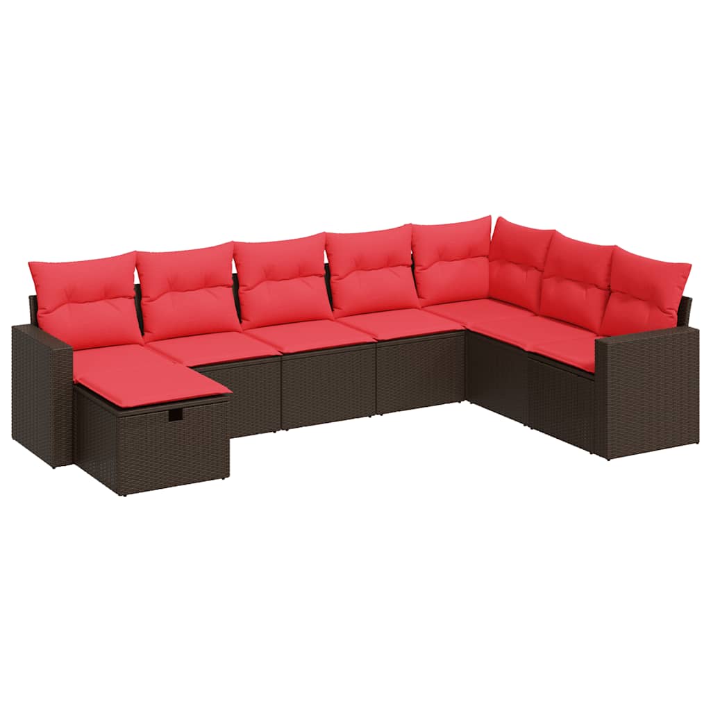 sofasæt til haven 8 dele med hynder polyrattan brun
