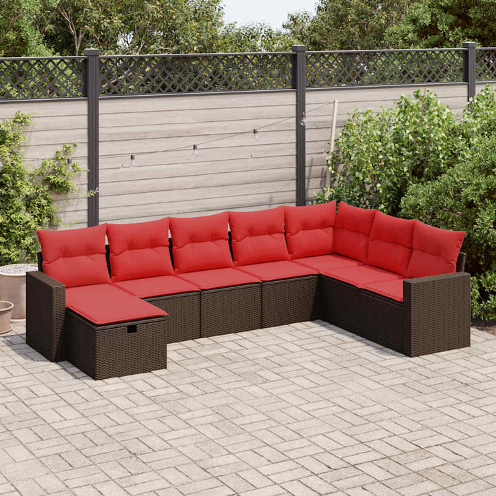 sofasæt til haven 8 dele med hynder polyrattan brun