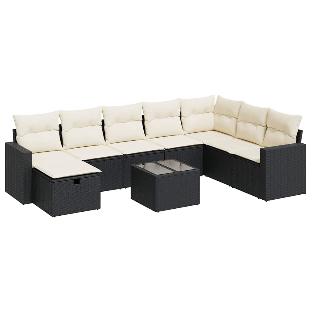 sofasæt til haven 9 dele med hynder polyrattan sort