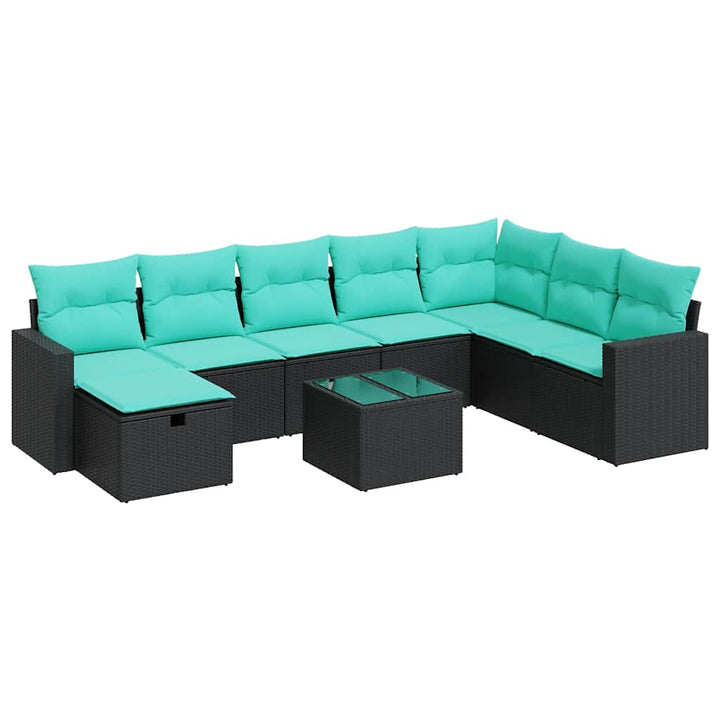 sofasæt til haven 9 dele med hynder polyrattan sort
