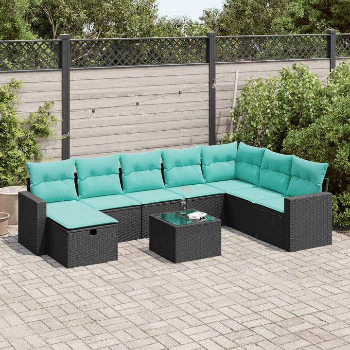 sofasæt til haven 9 dele med hynder polyrattan sort