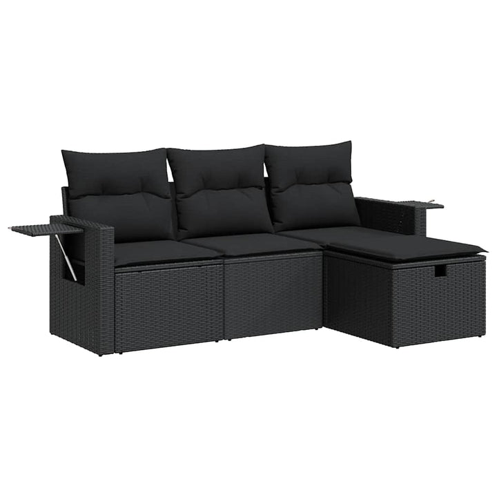 sofasæt til haven 4 dele med hynder polyrattan sort