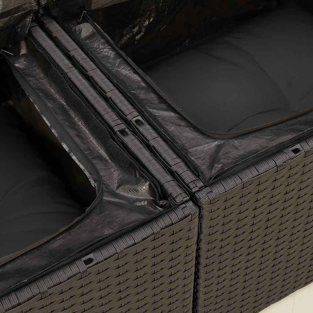 sofasæt til haven 4 dele med hynder polyrattan sort